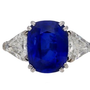 Royal Blue Burmese sapphire and diamond ring, circa 1960.