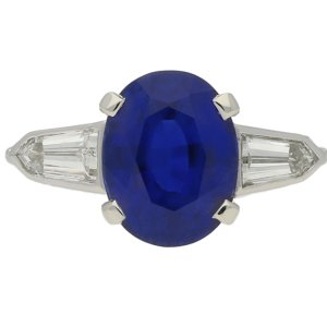 Royal Blue Burmese sapphire and diamond ring, circa 1950.