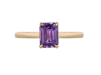Purple sapphire solitaire ring, circa 1990. hatton garden