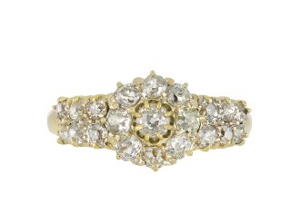 Victorian diamond cluster ring, English, hatton garden