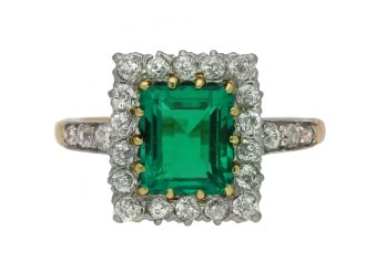Colombian emerald and diamond cluster ring berganza hatton garden