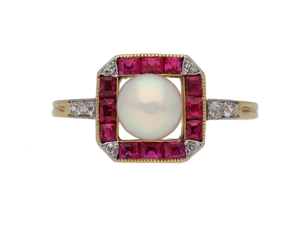 front antique pearl ruby diamond ring berganza hatton garden