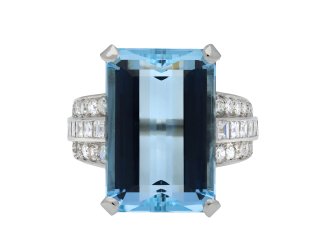 Art Deco aquamarine and diamond ring hatton garden