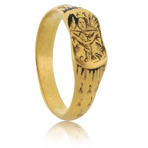 Late Medieval iconographic ring depicting the Holy Trinity, circa 1470-1480.
