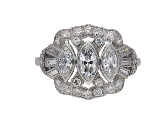 Vintage three stone diamond cluster ring berganza hatton garden