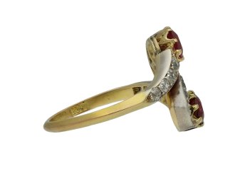 Art Nouveau ruby diamond crossover ring hatton garden berganza
