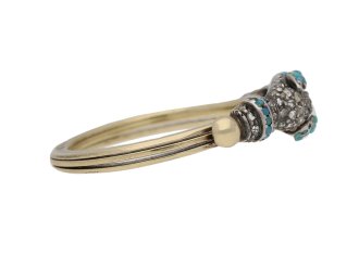 Georgian turquoise and diamond fede ring