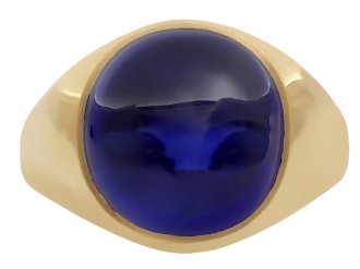 Burmese sapphire cabochon solitaire ring.