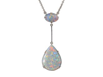 Art Deco opal drop pendant, circa 1930 hatton garden