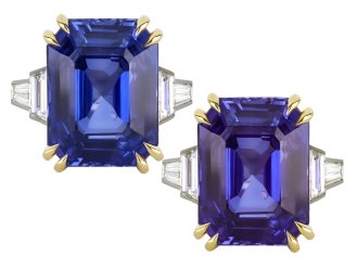 Colour change Ceylon sapphire and diamond ring hatton garden