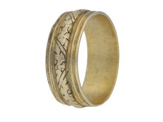 Medieval silver gilt band ring, circa 15th 16th century AD. berganza hatton garden