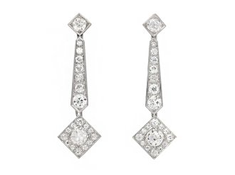 Art Deco diamond drop earrings berganza hatton garden