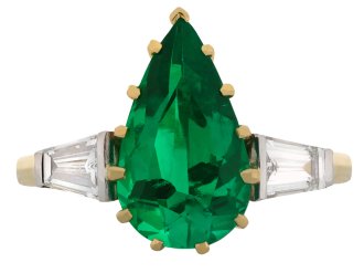 Colombian emerald and diamond ring, English, circa 1970.