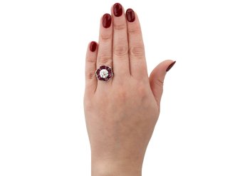 Oscar Heyman Brothers diamond and ruby cluster ring hatton garden