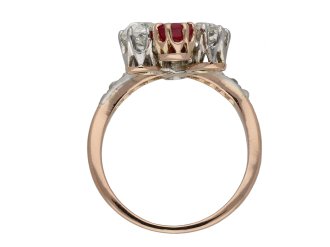 Art Nouveau ruby and diamond trefoil ring hatton garden berganza