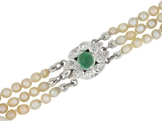 Mellerio pearl and emerald necklace hatton garden