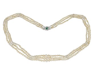 Mellerio pearl and emerald necklace hatton garden