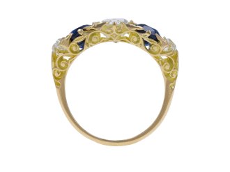 Victorian sapphire and diamond five stone ring, hatton garden