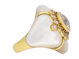 Fred diamond and mother of pearl cluster ring, hatton garden