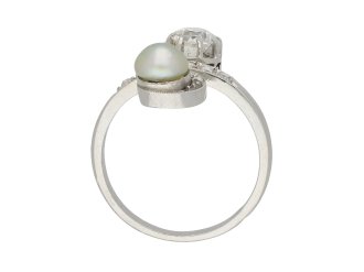 Pearl and diamond crossover ring berganza hatton garden