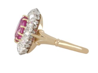 Pink Ceylon sapphire diamond coronet cluster ring hatton garden
