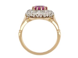 Pink Ceylon sapphire diamond coronet cluster ring hatton garden