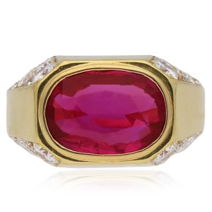 Bulgari Burmese ruby and diamond ring, Italian, circa 1970.