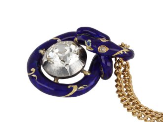 Victorian diamond and enamel snake pendant hatton garden