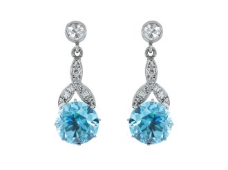Vintage blue zircon and diamond earrings, hatton garden.