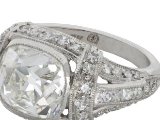 Art Deco cushion shape diamond ring berganza hatton garden
