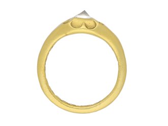 Early diamond solitaire ring 'I am a token of love', circa 16th century. Hatton Garden