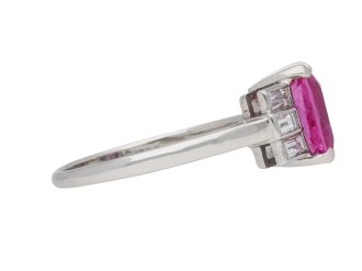 Art Deco pink sapphire and diamond ring berganza hatton garden