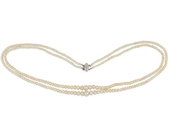 Marcus & Co. natural pearl and diamond necklace Hatton Garden