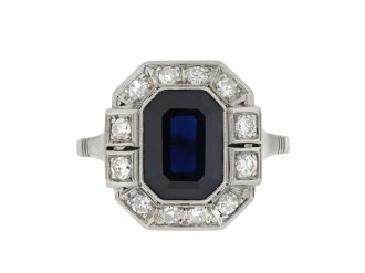 Art Deco Sapphire and diamond cluster ring