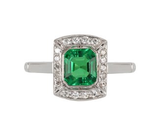 Colombian emerald and diamond coronet cluster ring hatton garden