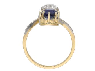 Art Nouveau sapphire diamond crossover ring berganza hatton garden