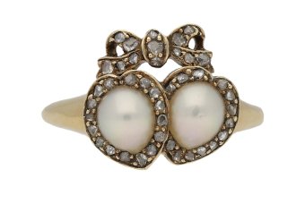 Antique double heart pearl ring berganza hatton garden