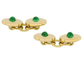 Boucheron cabochon emerald cufflinks hatton garden