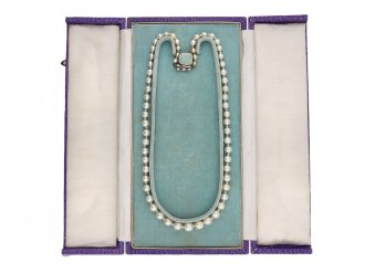 Natural pearl and diamond necklace, circa 1910. Hatton Garden