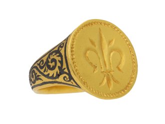 Post Medieval gold fleur de lis signet ring hatton garden