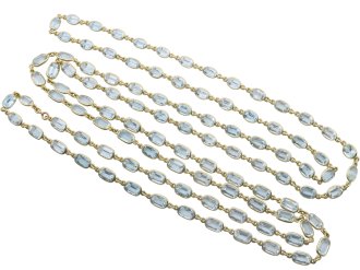Aquamarine long guard chain necklace circa 1880 hatton garden