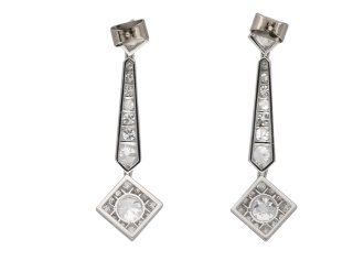 Art Deco diamond drop earrings berganza hatton garden