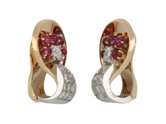 Boucheron ruby and diamond clip earrings hatton garden