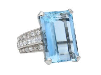 Art Deco aquamarine and diamond ring hatton garden