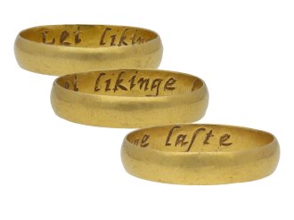 Posy ring 'Let likinge laste' berganza hatton garden