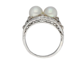 antique natural pearl diamond two stone ring hatton garden